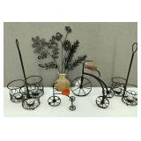 Black Metal Bike/Floral Decore & Candle Holders