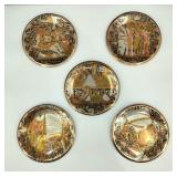 5 Vintage Solid Brass Egyptian Revival Plates