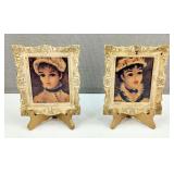 VTG Huldah Parisian Lady Framed Serigraph Prints
