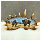 Faux Moose Antler with Buffalo Painting