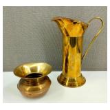 Vintage Brass Pitcher & Spittoon