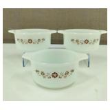 VTG Ovenware Brown Daisy Ramekins/Casserole Dishes