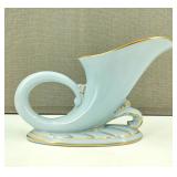 VTG Art Deco Cornucopia Blue & Gold Vase Planter