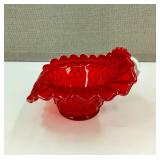 VTG Ruby Hobnail Ruffled Hobnail Bowl