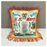 Antique US Navy Sweetheart Satin Pillow