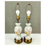 VTG MCM Hollywood Regency Hand Painted Lamps