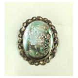 .925 Silver Left Facing Cameo Brooch Signed