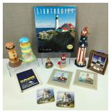 VTG Lighthouse Lot Trinket Box Art Book & More