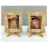 VTG Huldah Parisian Lady Framed Serigraph Prints