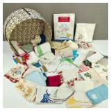 Hat Box with Vintage Handkerchiefs