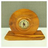 VTG MCM United Clock Co. Myrtle Wood Table Clock