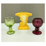 VTG Chalkware Vase L.G. Wright & Tiffin Glass