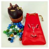 Vintage Marbles in Vintage Bags