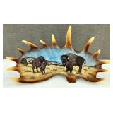 Faux Moose Antler with Buffalo Painting