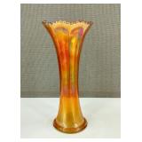 9.5" Iridescent Marigold Carnival Glass Vase