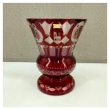 VTG Egermann Czech Republic Ruby Cut to Clear Vase