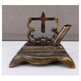 Antique Brass Desk Caddy Pen/Card Holder