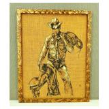 VTG Retro Cowboy Art on Burlap