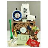 Antique Wood Box Filled with Vintage Goodies