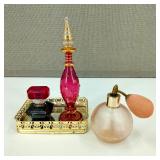 VTG Perfume Bottles & Minni Vanity Tray