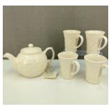 Aran Ware Ivory Tea Pot & Mugs