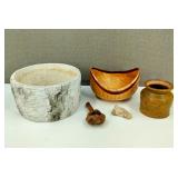 Signed Birch Bowl Faux Birch Planter & More