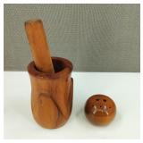 Myrtle Wood Flower Frog & Wood Bowl/Pestal