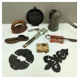 Antique Cast Iron Oil Can Trivet & More