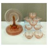 1934 Anchor Hocking Pink Hobnail Cups & Plates