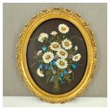 VTG-Signed H/P Framed Oval Floral Acrylic Painting