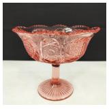 Rare Vintage Large Pink Crystal Compote Bowl