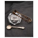 Sterling Silver Spoon Brooch & Sugar Cube Tongs