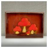 VTG-Signed H/P Wood Tole Art Mushroom Plaque