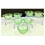 (6) 1930s Anchor Hocking Uranium Glass Teacups