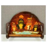 VTG-H/P Signed Wood Tole Art Wall Towel Holder
