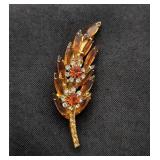 Vintage Juliana D&E Amber Floral Leaf Brooch