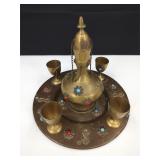 Vintage 6pc Brass Turkish Cobra Coffee Set