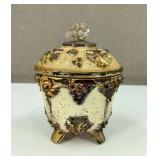 VTG-Painted Glass Harvest Grape Footed Candy Dish
