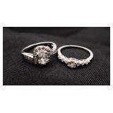.925 Sterling Silver & Clear Stone Rings