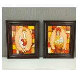 VTG-Signed H/P Framed Geese Patchwork Paintings