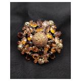 Vintage Juliana D&E Large Amber Brooch