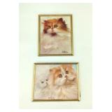 2-VTG-Signed Lithograph Cat Prints by Gary Jenkins