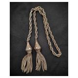 Vintage Silver Plate Tassel Wrap Necklace