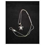 .925 Sterling Silver Chain & Turtle Pendant