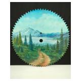 Vintage Large Mountain Scene Painted Circular Saw
