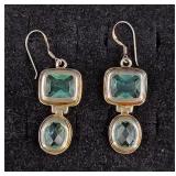 .925 Sterling Silver Green Amethyst Stone Earrings