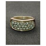 .925 Sterling Silver & Topaz Square Ring Size 7