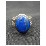 .925 Sterling Silver & Lapis Lazuli Ring Size 8.5