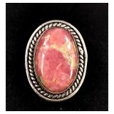 .925 Sterling Silver & Rhodochrosite Stone Ring