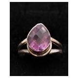 .925 Sterling Silver & Amethyst Stone Ring Size 8